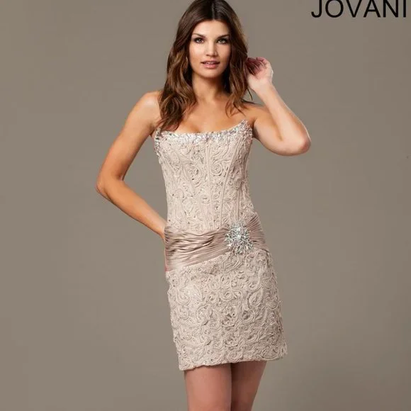 Jovani | Dresses | Jovani Never Worn Short Beige Dresses | Poshmark
